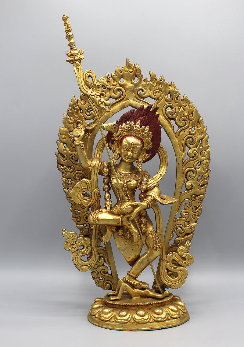 Fully Goldplated Wrathful Yogini Statue