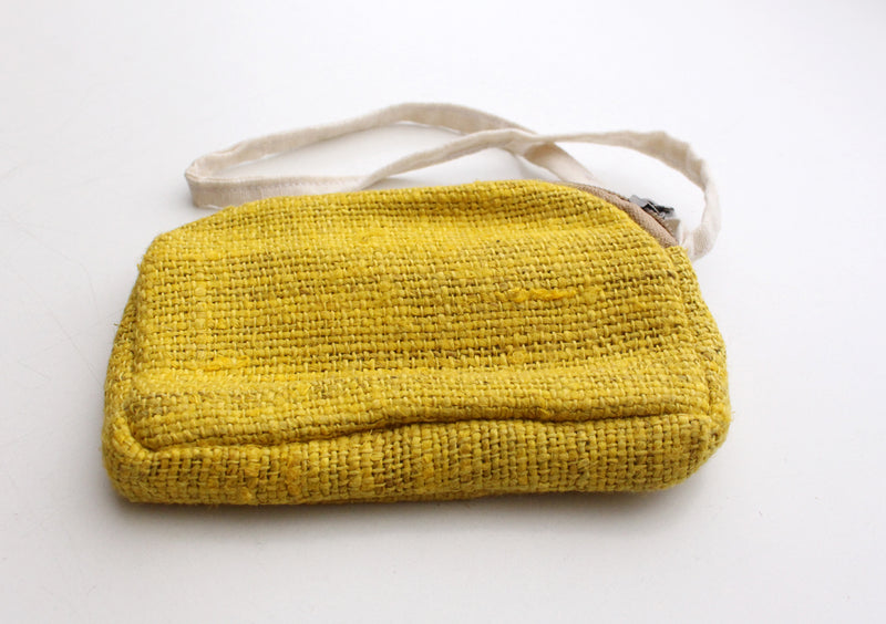 100% Natural and Pure Bright Yellow Hemp Money/Cosmetics Purse - nepacrafts