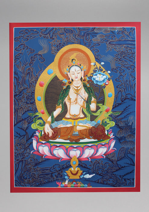 Buddhist Goddess White Tara Thangka Painting