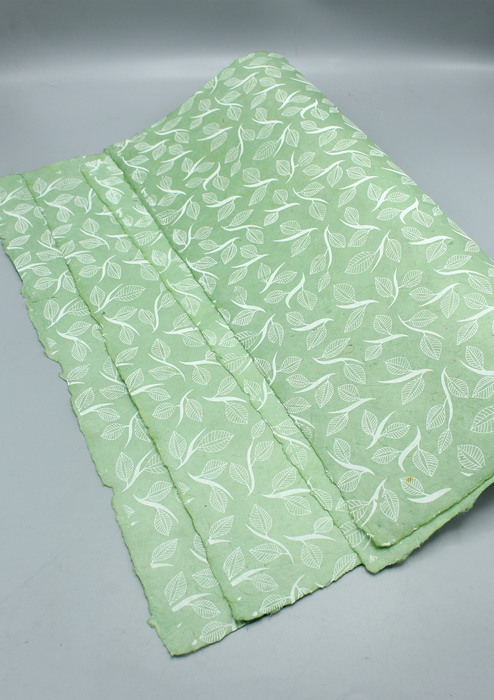 Leaf Printed Green Lokta Gift wrapping Paper