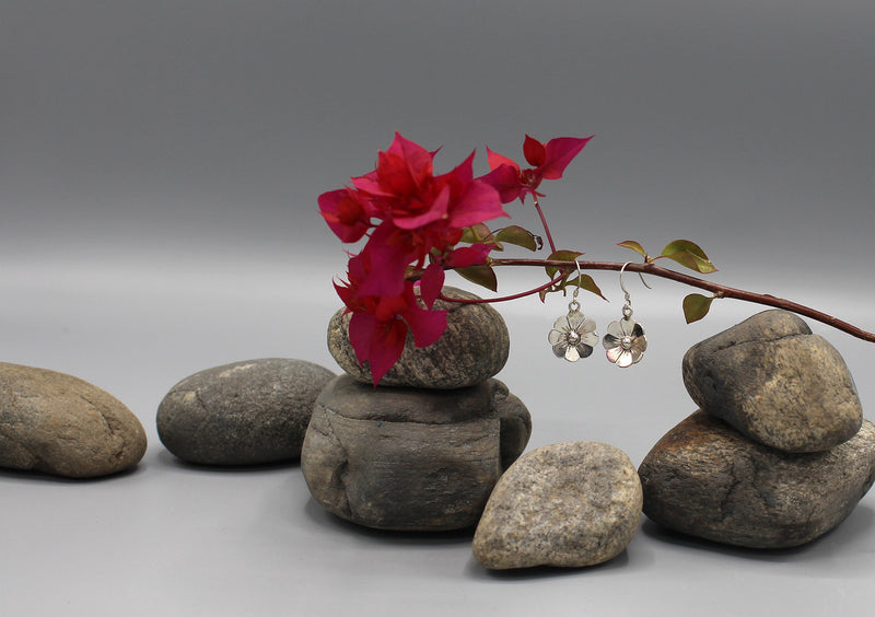 Flower Drop Sterling Silver Earrings - nepacrafts