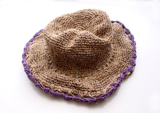 Hemp Hat with Purple Lining, Earthy Travel Hat, Hemp Tourist Hat HC003 - nepacrafts