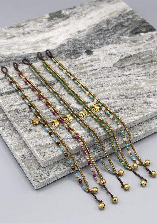 Multicolor Glass and Brass Beads Summer Anklet - nepacrafts