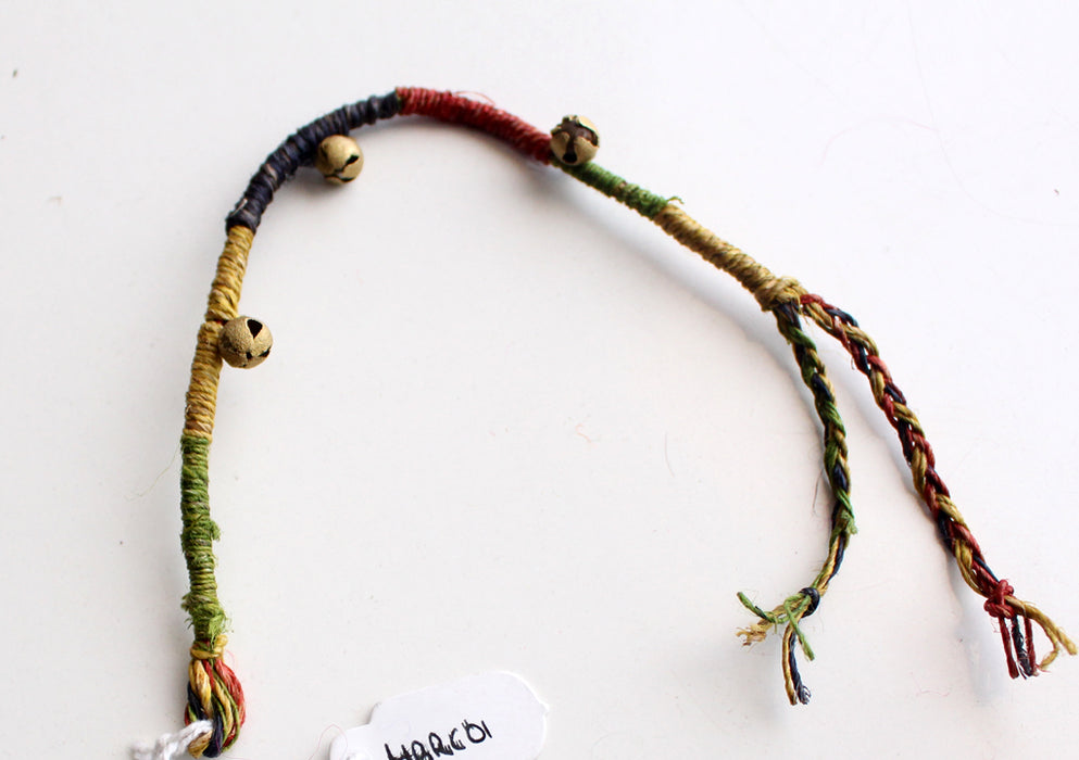 Colorful Hemp Rope Wrist Band Bracelet with Tiny Brass Bells - nepacrafts