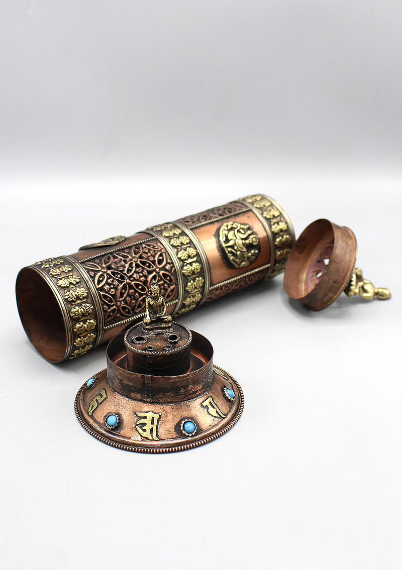 Finely Carving Vertical Buddha Copper Incense Holder