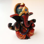 Handpainted Maroon Red Baby Ganesha Resin Statue 2.5" - nepacrafts