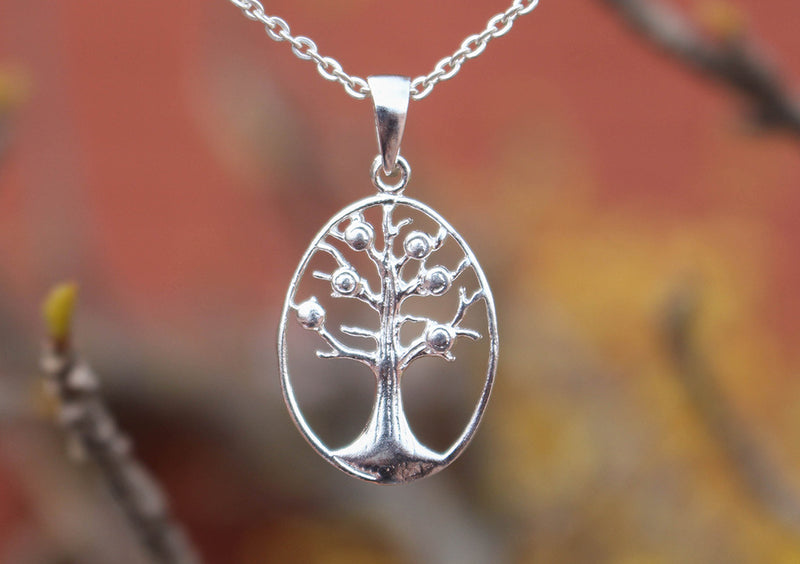Oval Tree of Life Sterling Silver Necklace - nepacrafts