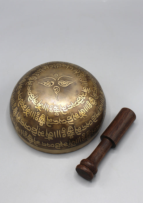 Tibetan Mantras Carving Double Dorjee Singing Bowl - nepacrafts