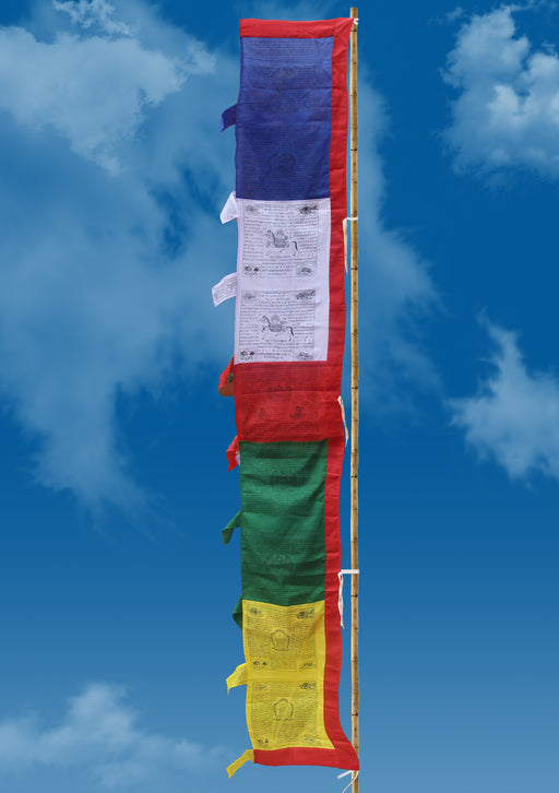 Tibetan Deities, Kalachakra and Windhorse Vertical Prayer Flags - nepacrafts