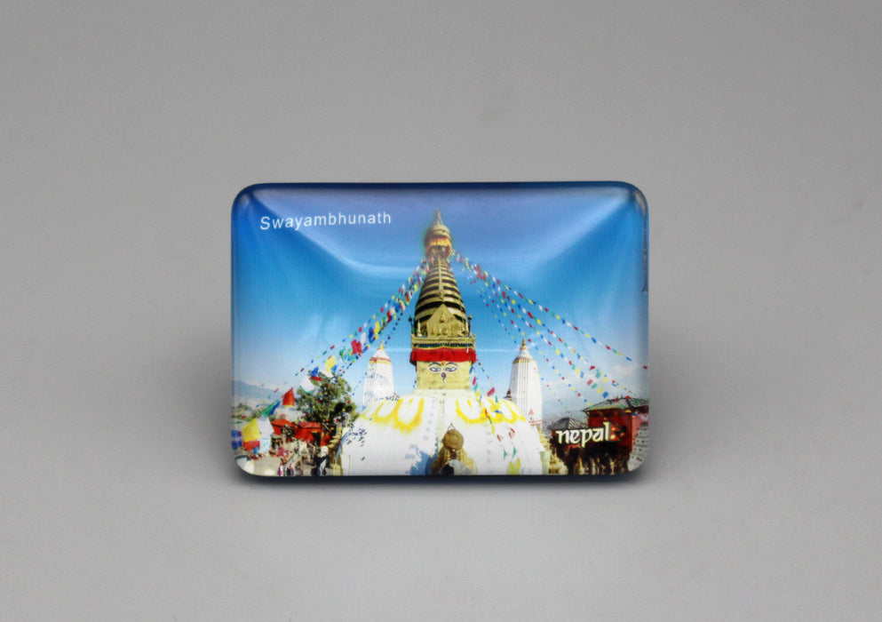 Swayambhunath Nepal Rectangle Glass Fridge Magnet - nepacrafts