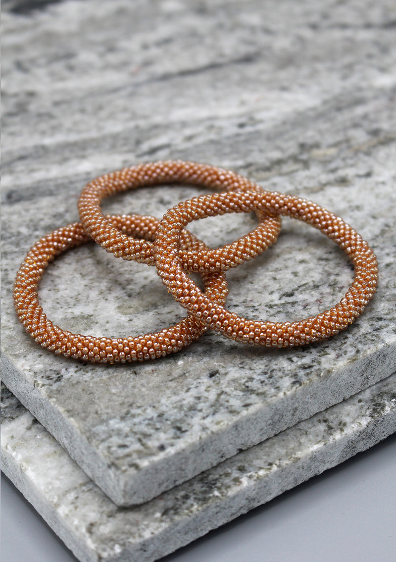 Mustard Color Glass Beads Roll on Bracelet - nepacrafts