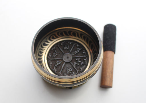 Om Mani Mantra Embossed Hand Painted Singing Bowl - nepacrafts