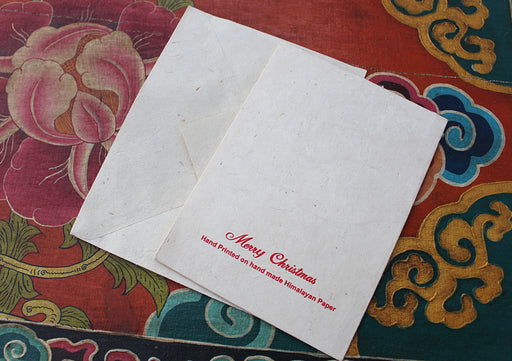 Yeti Carrying Red Bag Painted Handmade Nepalese Lokta Paper Greeting Card - nepacrafts