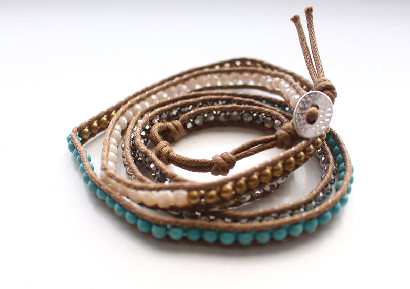 Funky Five Wrap Bracelet with 5 Color Beads - nepacrafts
