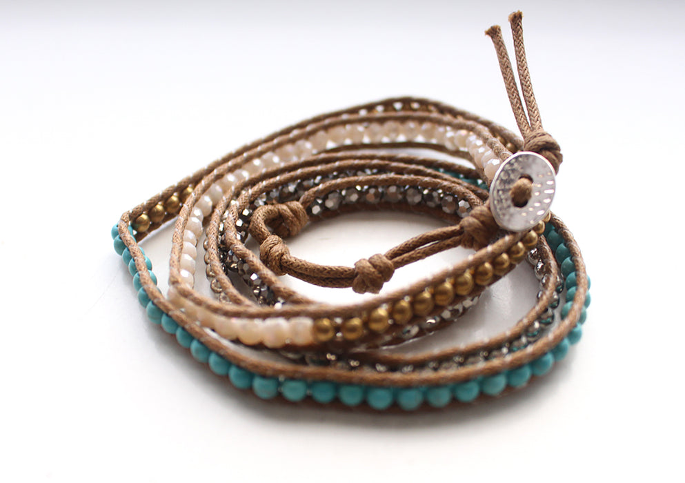 Funky Five Wrap Bracelet with 5 Color Beads - nepacrafts
