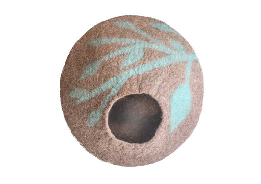 Round Soft and Warm Grey Felt Cat House, Cat Nap Cocoon - nepacrafts