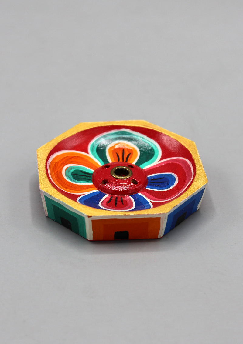 Hand Painted Octagonal Wooden Incense Burner