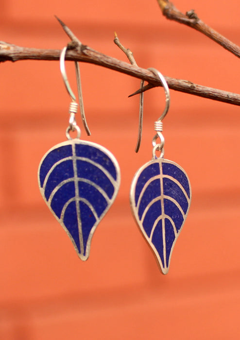 Bodhi Leaf Sterling Silver Drop Earrings - nepacrafts