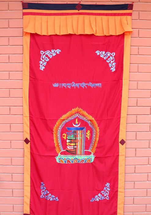 Heavy Embroidered Tibetan Kalachakra Door Curtain