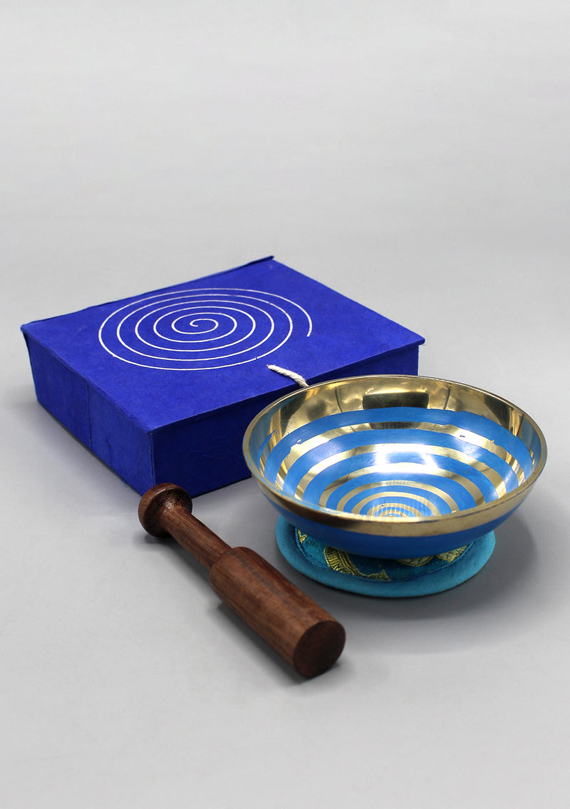 Swirl Painted Singing Bowl Set in a Lokta Gift Box