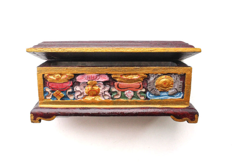 Mini Astamangal Wooden Incense Burner Box - nepacrafts
