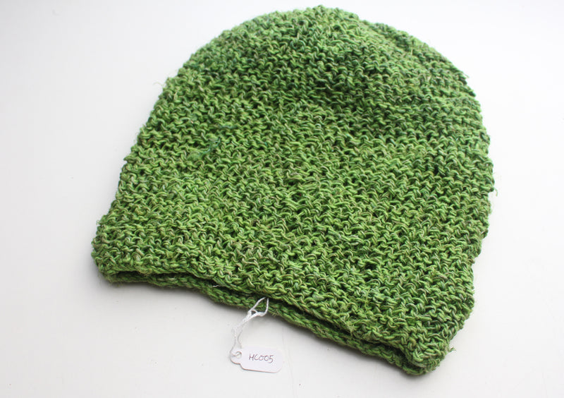 Light Weight and Soft Hand Knitted Green Hemp Beanie, Hemp Cap - nepacrafts