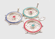 Mandala Jali Design Inlaid White Metal Pendant - nepacrafts