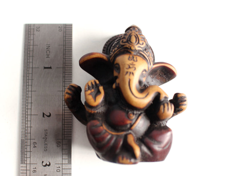 Four Armed Baby Ganesh Resin Statue 2.5" with Red Patina - nepacrafts