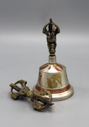 Tibetan Om and Buddha Eyes Bell and Dorjee Set - nepacrafts