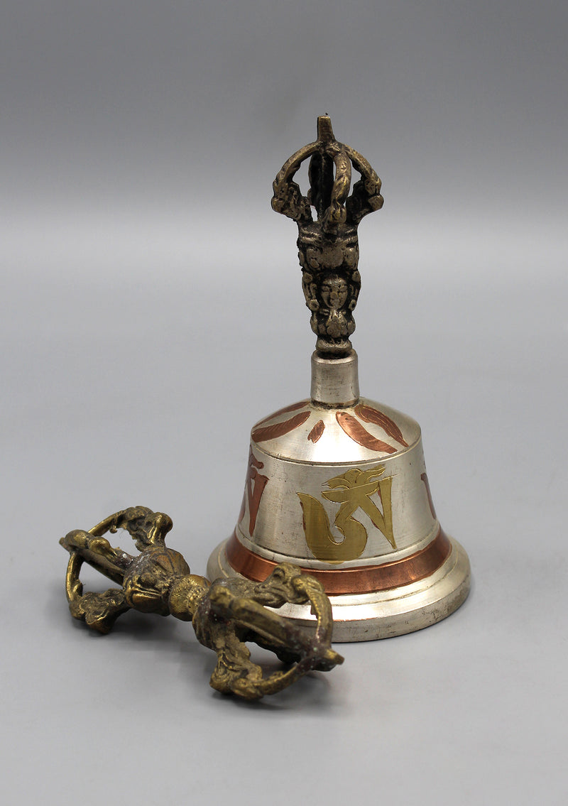 Tibetan Om and Buddha Eyes Bell and Dorjee Set - nepacrafts