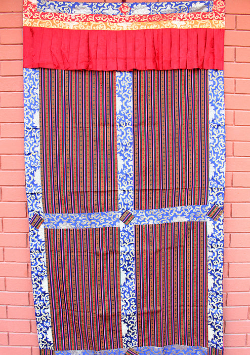 Silk Border Bhutanese Fabric Door/ Wall Hanging Curtain - nepacrafts