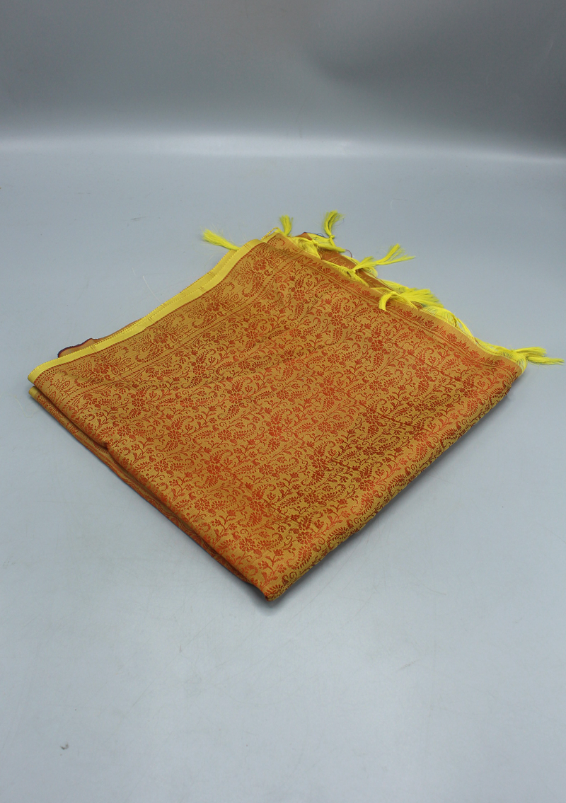 Silk Mixed Polyester Leaf Design Shawl with Furka