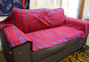 Blue Stripe Red Woolen Blanket Wrap - nepacrafts