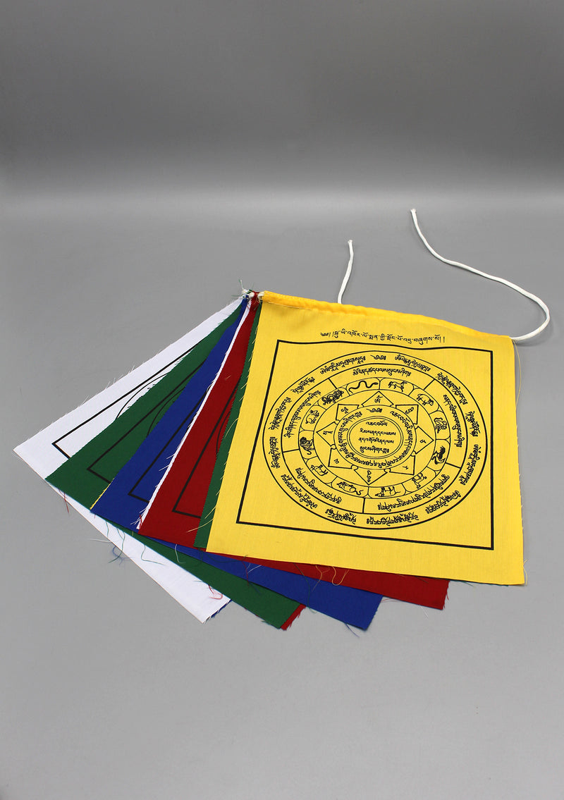 10 Sheets of Tibetan Astrology Chakra Wheel Prayer Flags