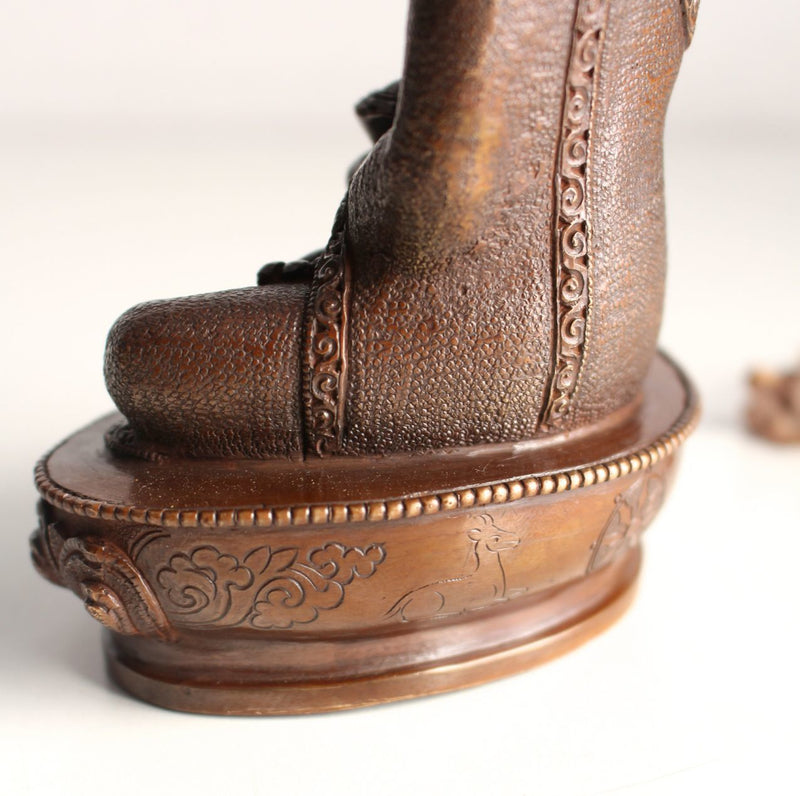 Copper Oxidized Shakyamuni Buddha Statue with Golden Face 5.5" High: SST380 - nepacrafts