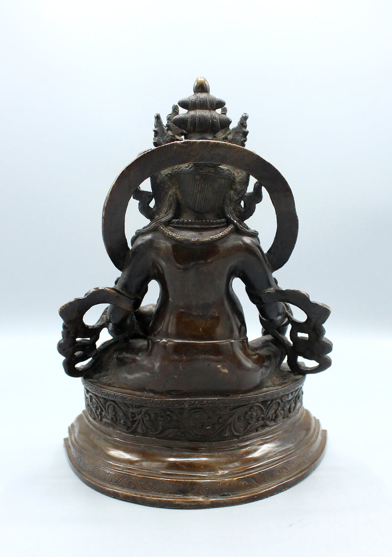 Copper Oxydized Kubera  Jambahala Statue 9 inch