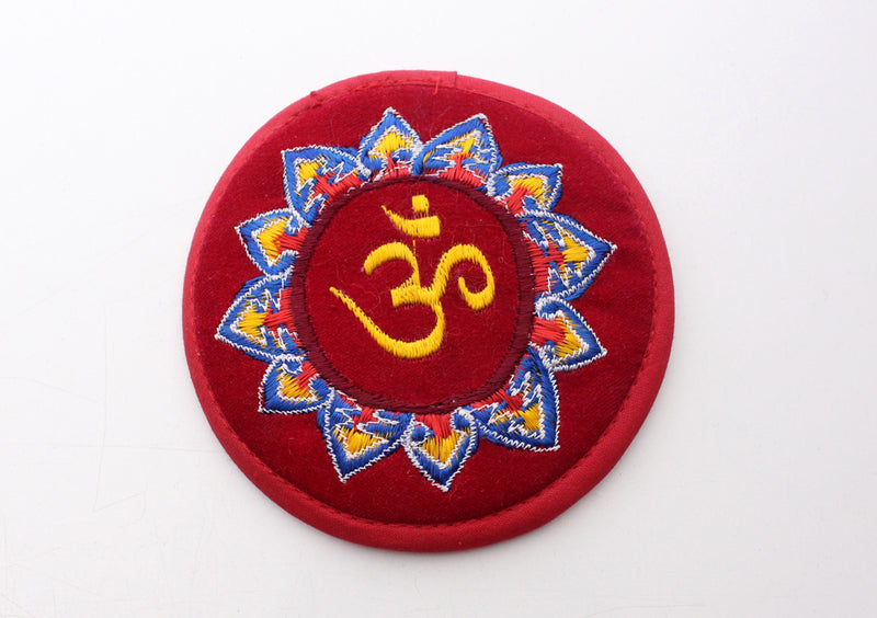 Hindu Om Embroidered Round and Light Weight Singing Bowl Cushion - nepacrafts