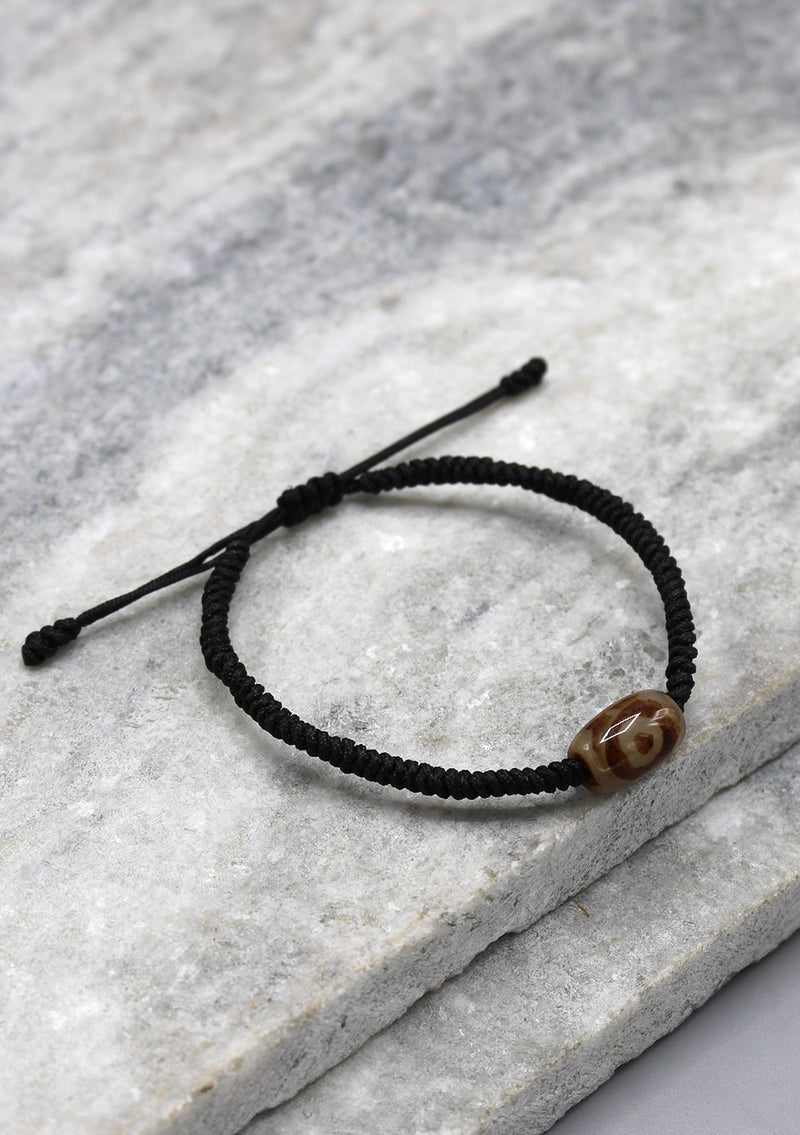Black Color Lucky Knots Bracelet with Dzi Bead
