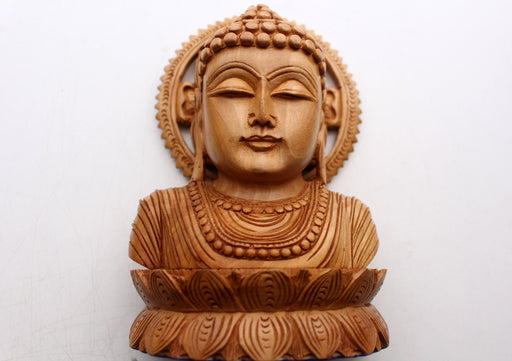 Wooden Fine Carving Buddha Bust - nepacrafts