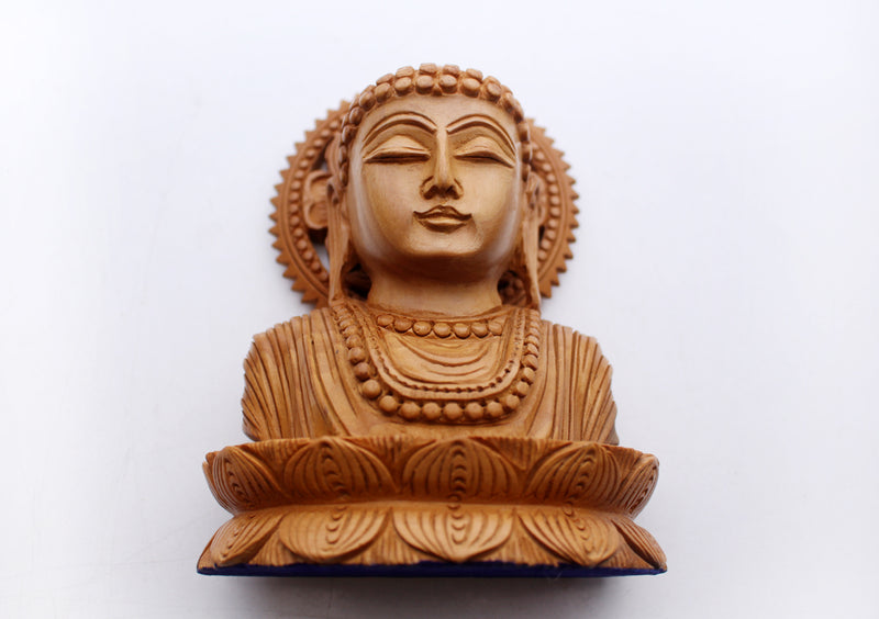 Finely Handcarved Buddha Wooden Bust - nepacrafts