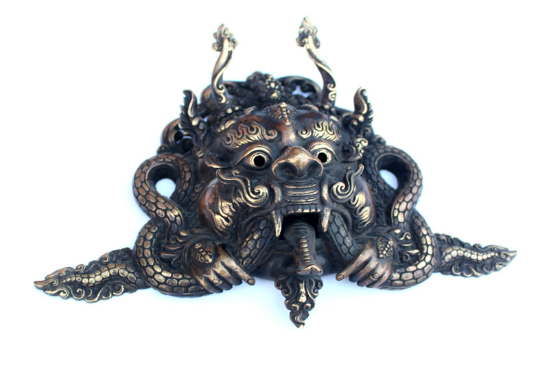 Tibetan Cheppu Wall Hanging Mask, Brass Artwork, Tibetan Home Decor MSK05 - nepacrafts