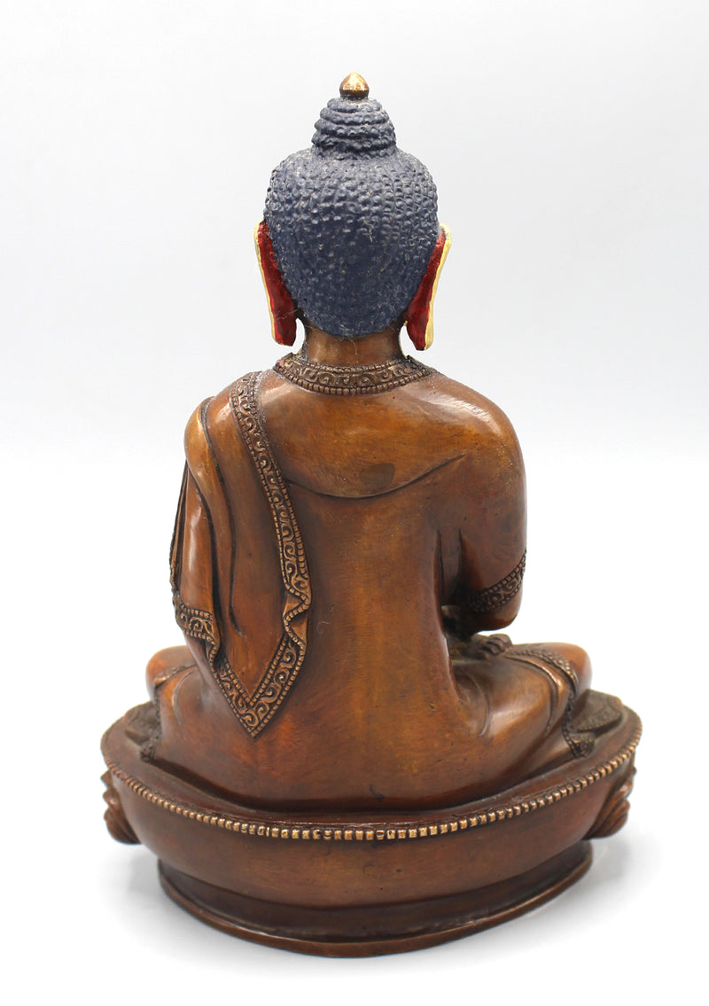 Gold Face Painted Copper Oxidized Amitabha Buddha Statue