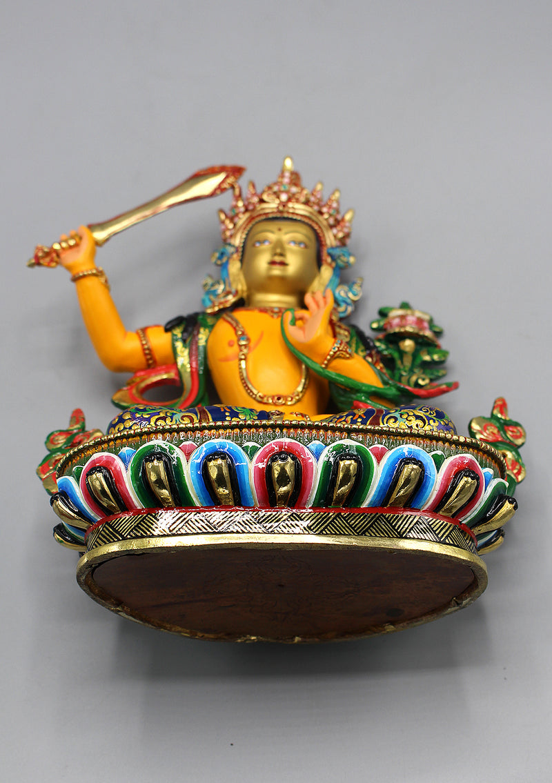 Handpainted Tibetan Bodhisattva Manjushree Jampelyang Statue