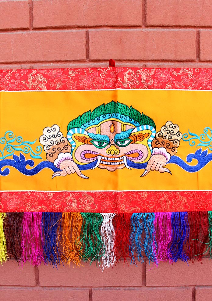 Chhepu Embriodered Yellow Wall Hanging Banner with Tassel