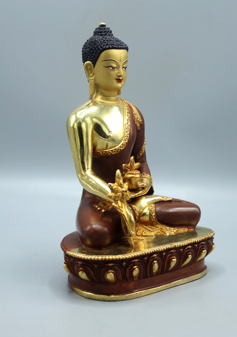 Partly Gold Plated Medicine Buddha Statue 8.5"