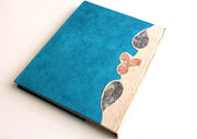 Blue Real Flower Printed Nepalese Lokta Paper Blank Journal - nepacrafts