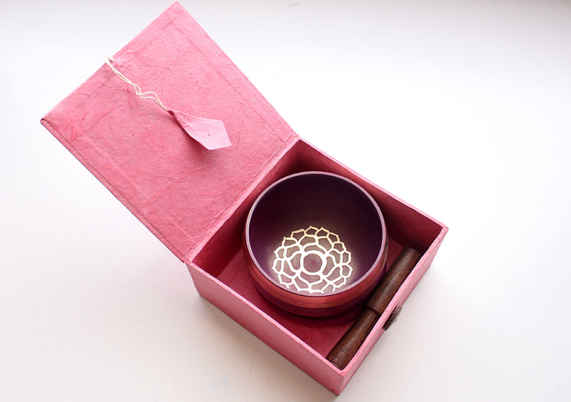 Crown Painted Singing Bowl with Cushion and Stupa Stick in a Gift Box - nepacrafts