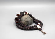 Disk Shaped Yak Bone Mala with Carnelian Beads Counter - nepacrafts