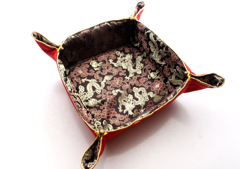 Dragon and Flower Design Silk Brocade Christmas Candy Basket - nepacrafts