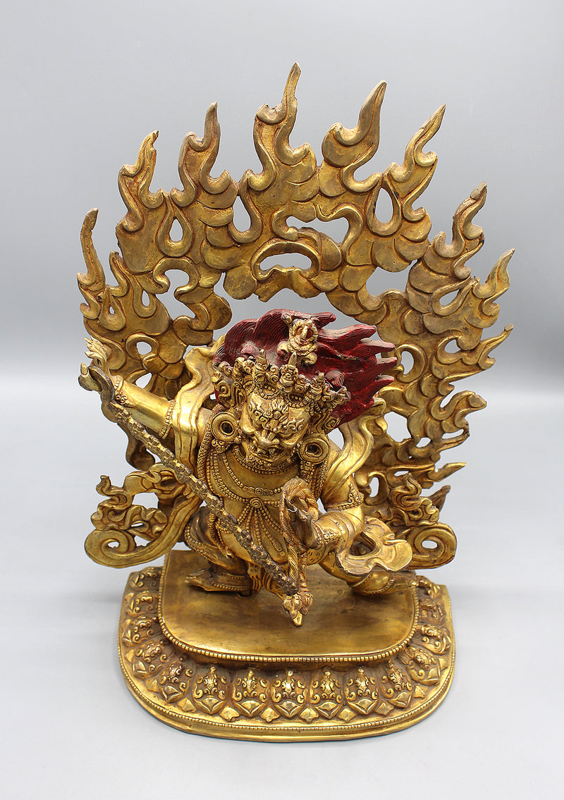 Gold Plated 15" High The Wrathful Deity Vajrapani Statue